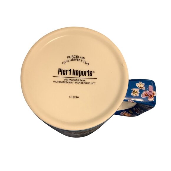 Colorful Pier 1 Imports Porcelain Floral Artisan Boho Mug 16 Oz 6” - Picture 3 of 5